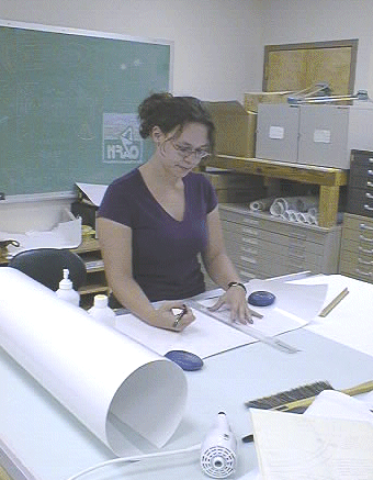 Emma at her drafting table