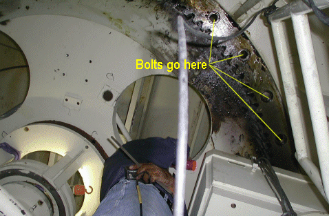 Looking up inside the antenna